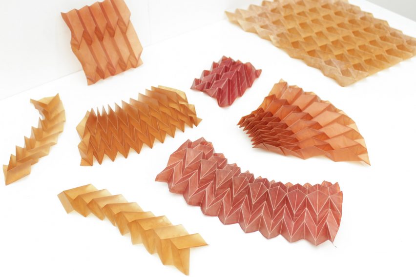 Geometric forms created with a biodegradable material created by Studio Lionne van Deursen