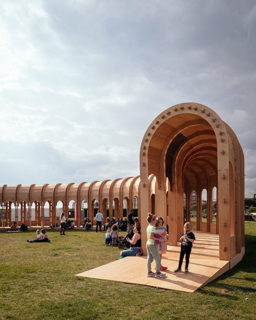 Plywood colonnade 