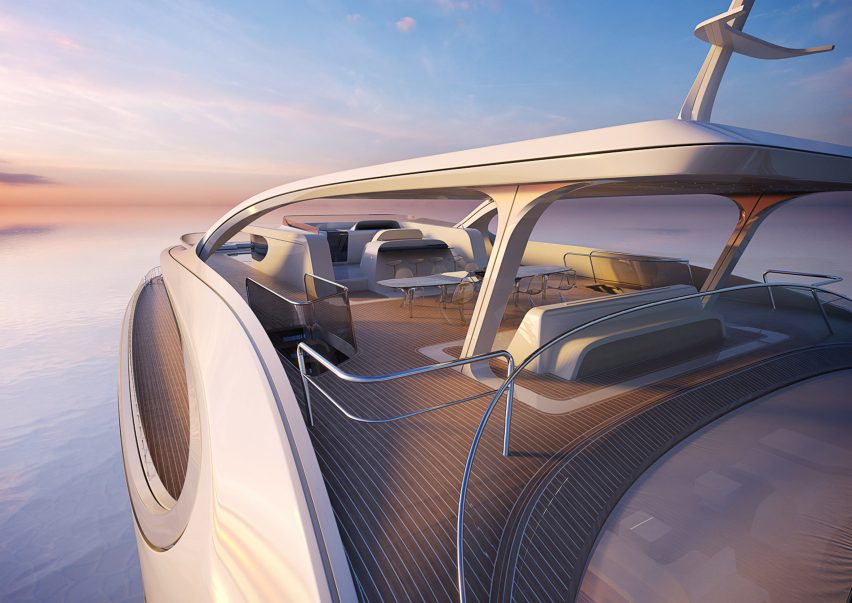 Sun deck on Zaha Hadid Architects yacht