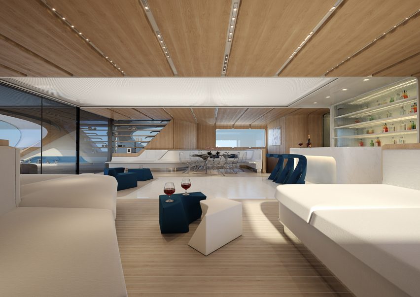 Yacht interior designed by Zaha Hadid Architects