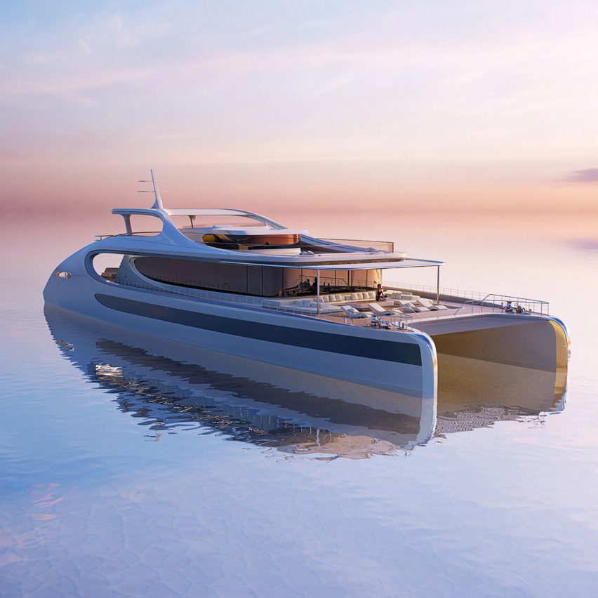 Zaha Hadid Architects diseña un sinuoso catamarán propulsado por energía solar