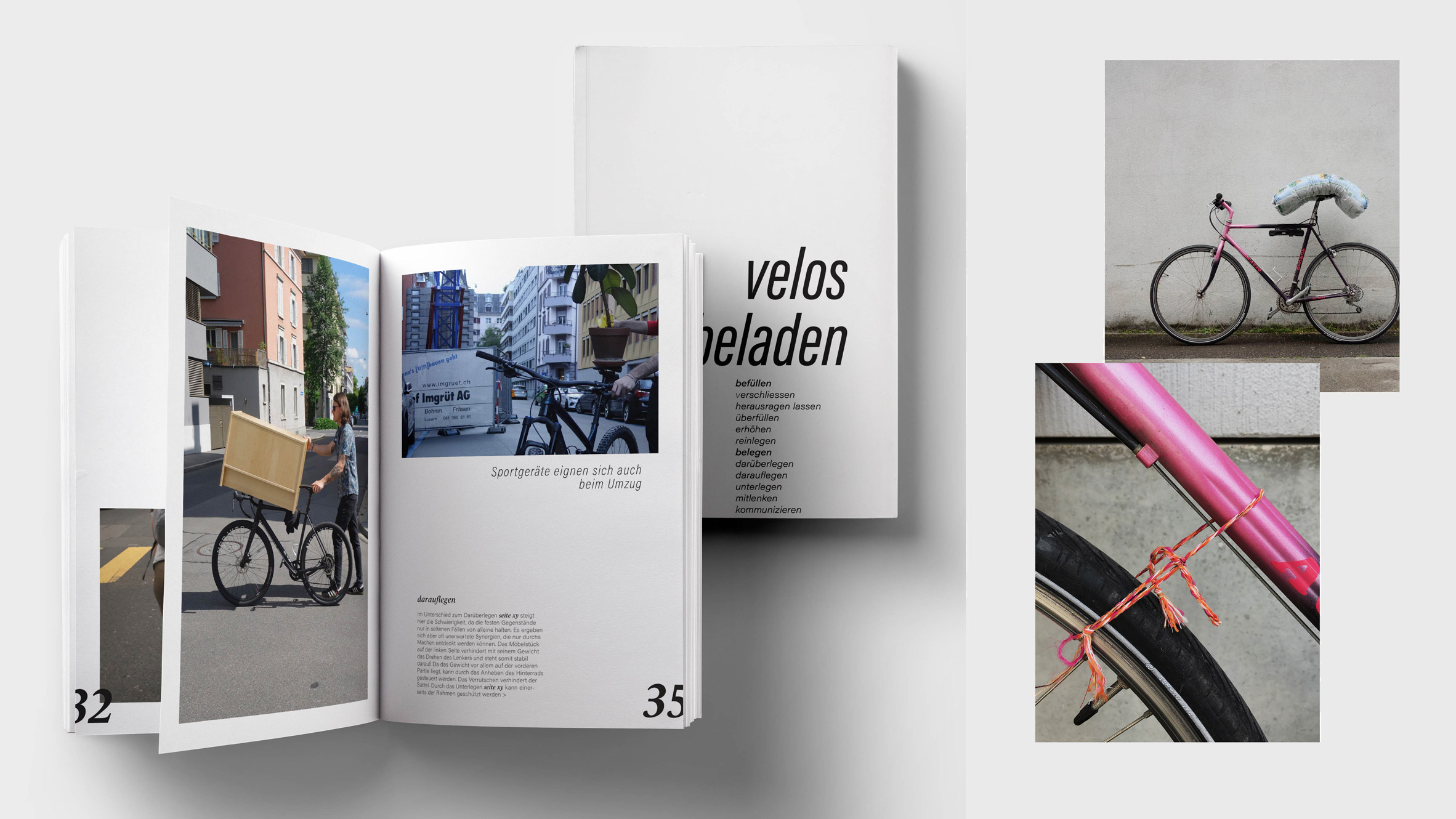 Magazine showing different purposes of a bike and a pink-framed bike