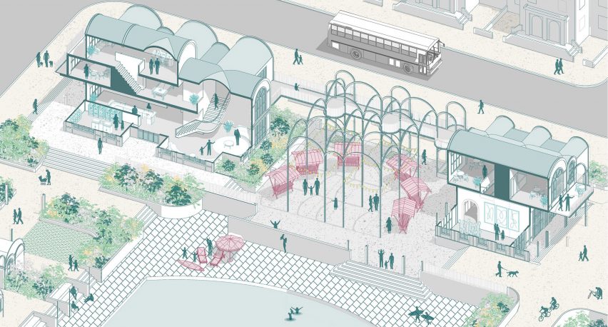 The designs for the Old Bathing Pool Site in St. Leonard’s, including workshops and leisure features