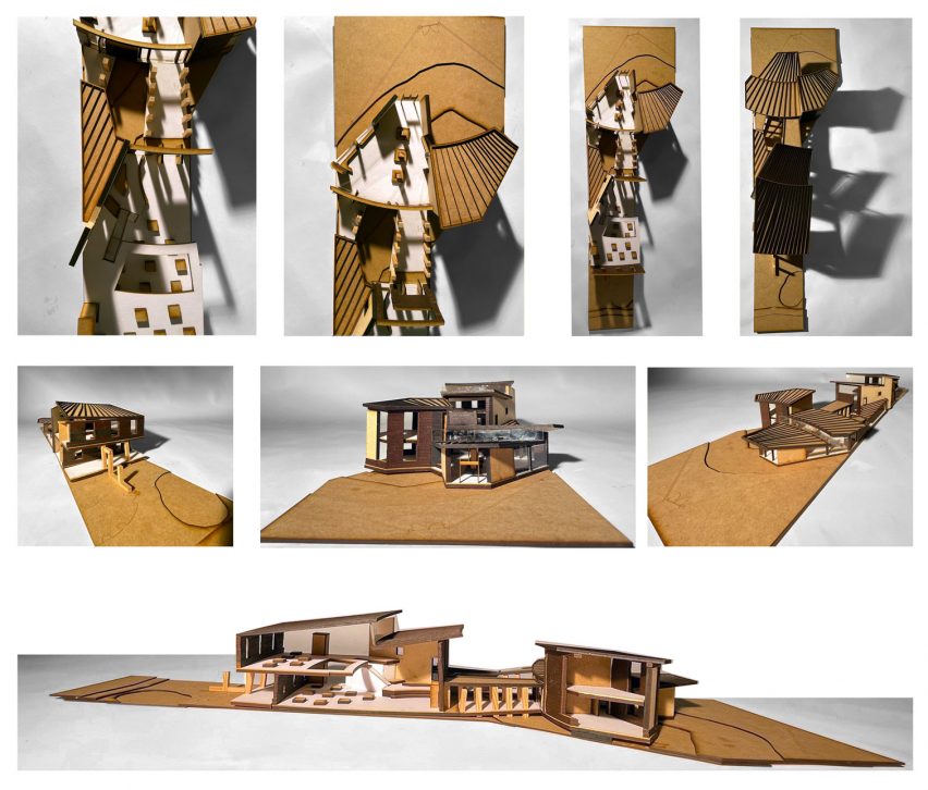 An architectural model from multiple angles