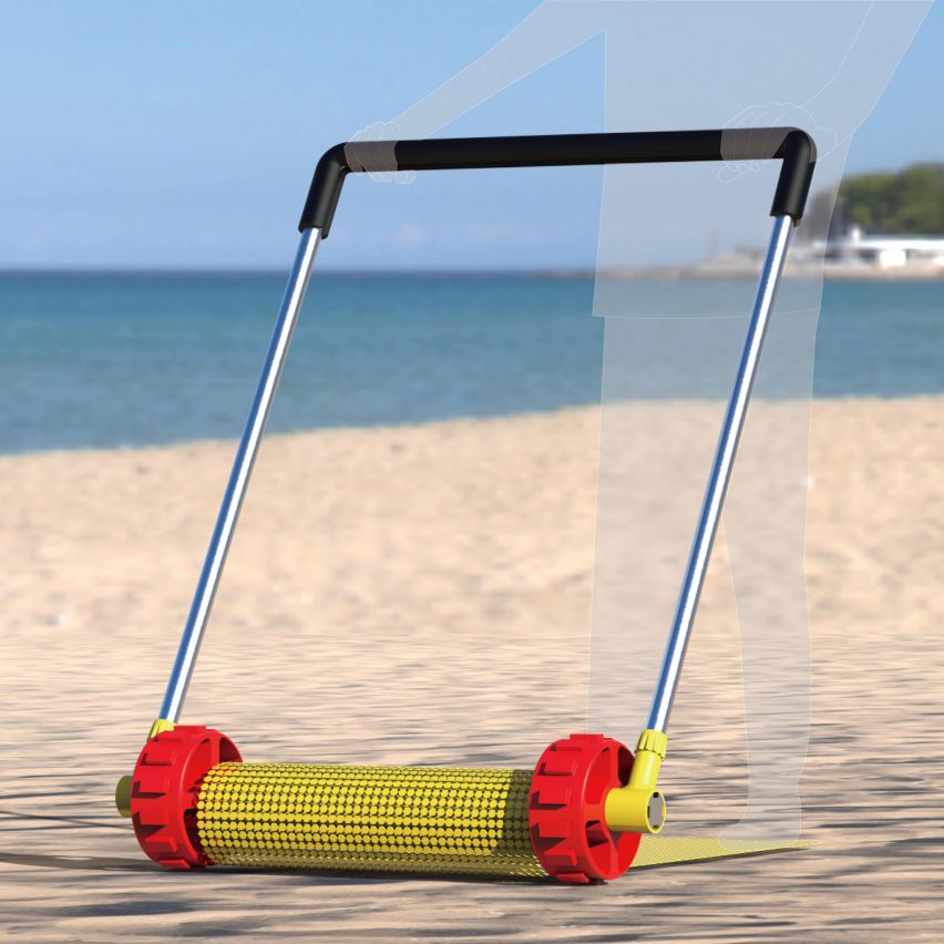 Visualisation of manual rolling apparatus on beach