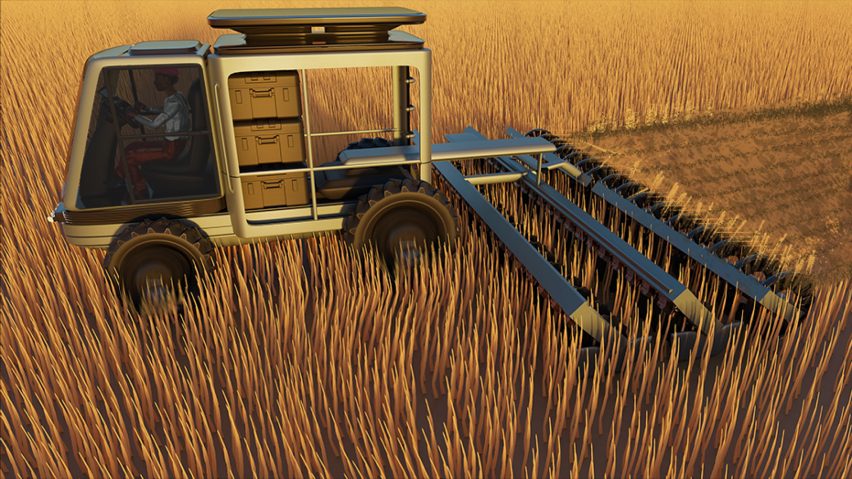 A Multi-Utility Farming Vehicle in a wheat field