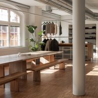 Oak furniture and parquet flooring feature in Scandi-style Asket office