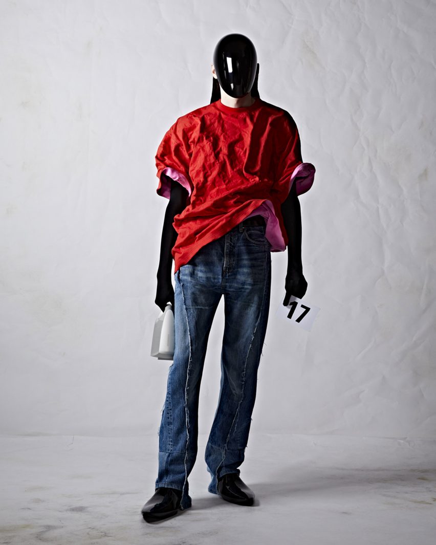 A model wearing a bag by Balenciaga