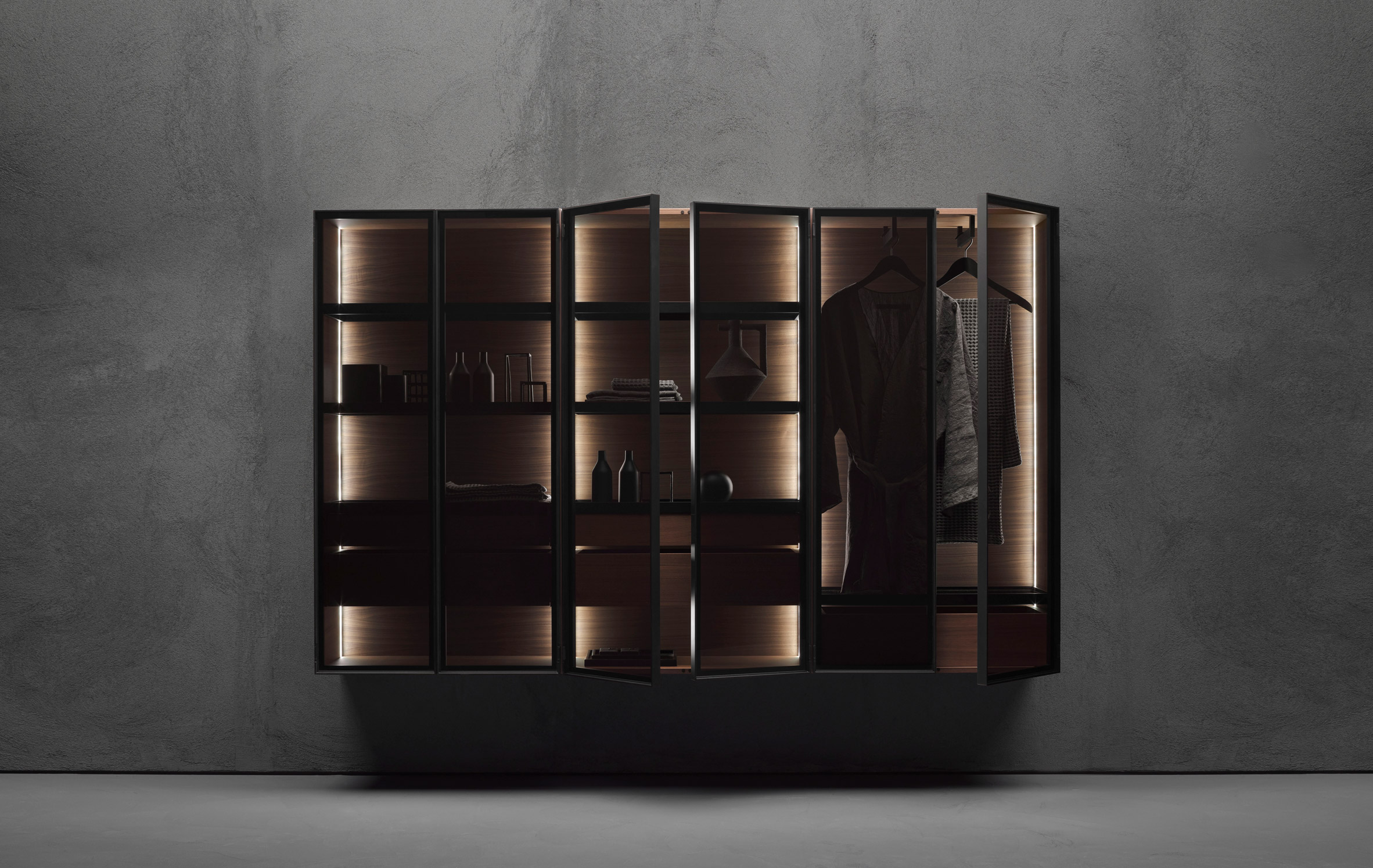 Butler cabinet by Falper with interior LED liighting