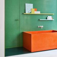Unusual colour combinations make up Durat showroom in Helsinki