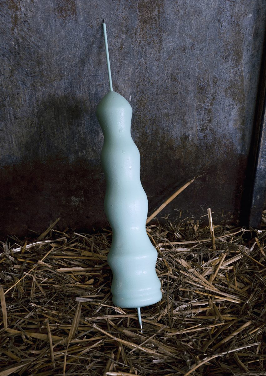Light blue artificial-insemination dildo from Happy Cow sex toys collection by Ece Tan of Central Saint Martins