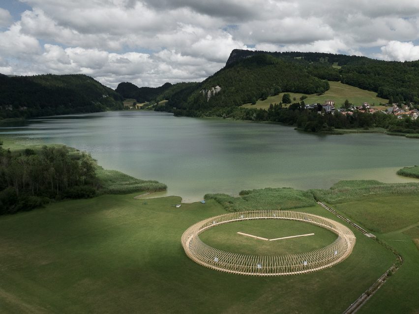 Ephemeral Ring on grass next to a lake