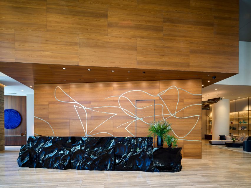 The Grand lobby with black nickel reception