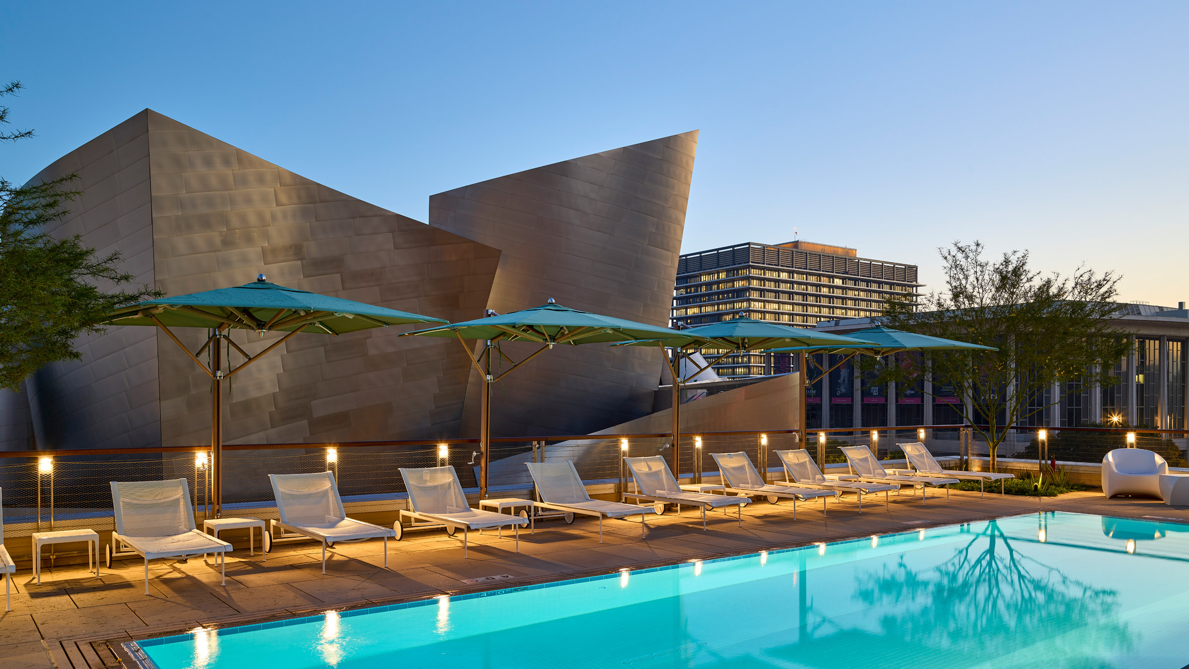 Pool with Walt Disney Concert Hall in the background