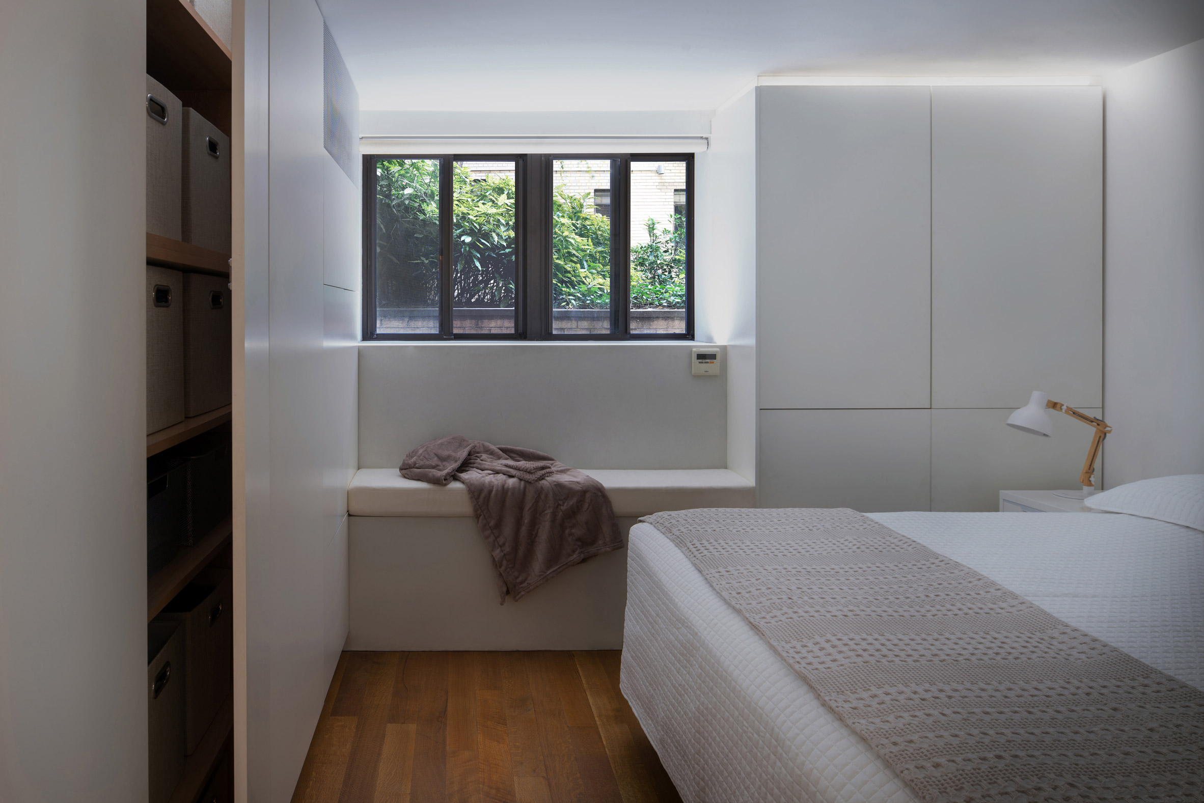 The bedroom of a micro apartment