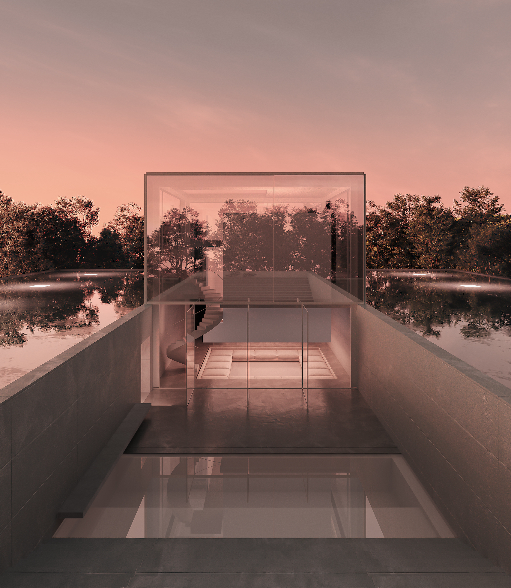 Sheer glass house designed for the metaverse