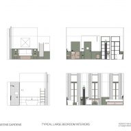 Bedroom elevations, Inhabit Queen's Gardens by Holland Harvey Architects