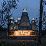 GOA tops Metasequoia Grove Restaurant with cluster of tree-informed pyramids