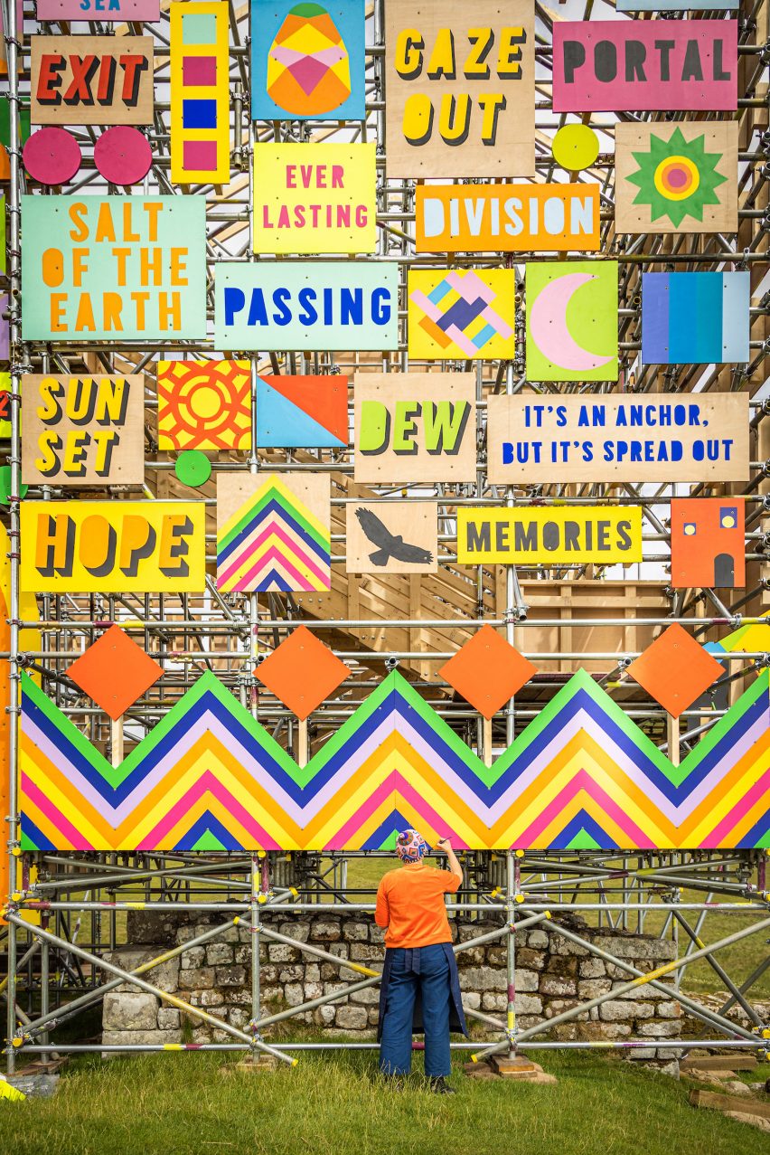 Colourful panels on Morag Myerscough installation