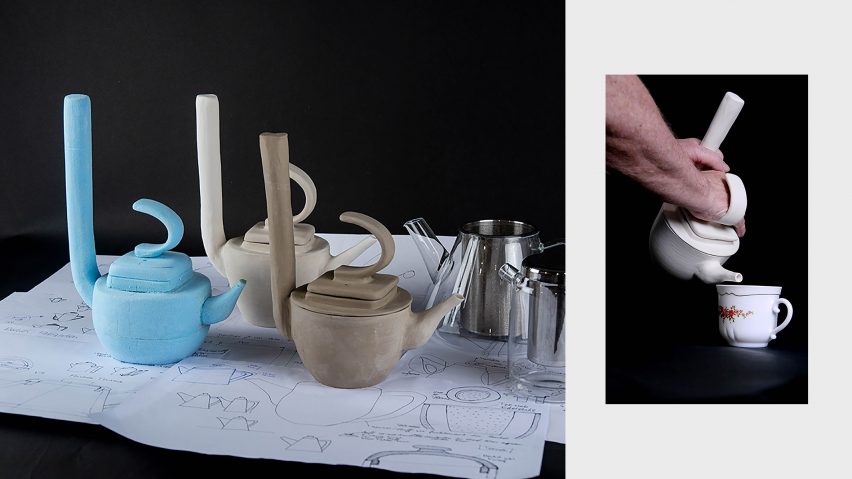 Three scultpural teapots by Nadja Bolliger, student at Lucerne University of Applied Sciences and Arts