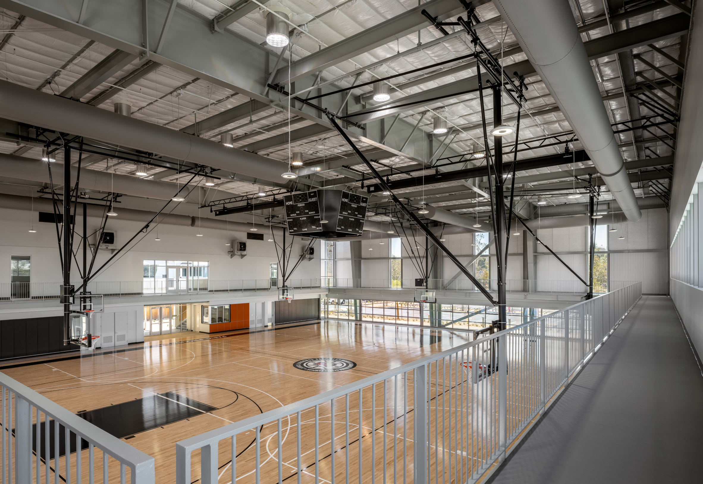 Basketball court with skylights