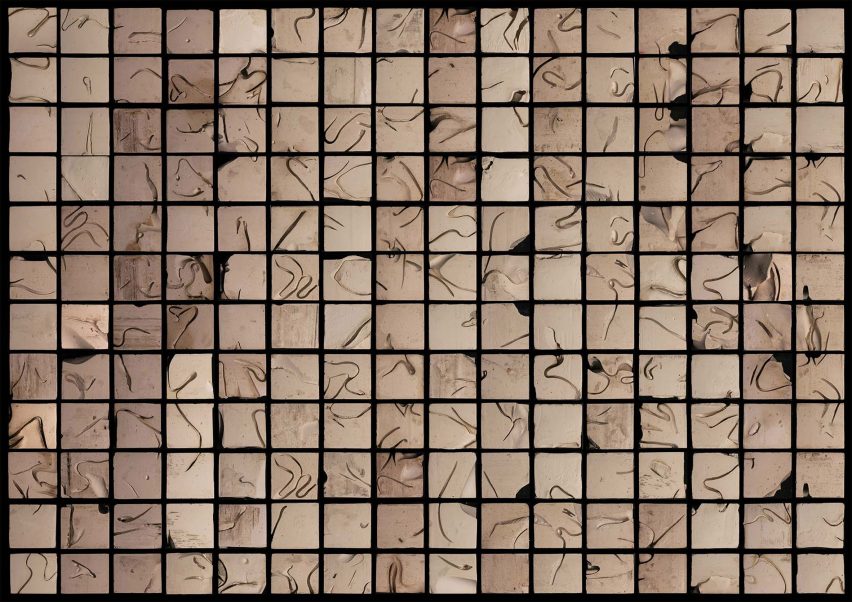 Grid containing square images of brown-toned textures