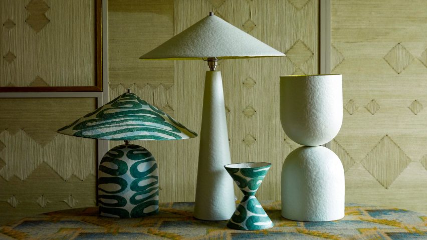 Palefire's U/V Collection of lamps made from paper pulp