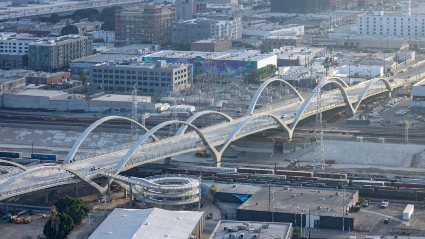 Michael Maltzan Architecture completes Ribbon of Light bridge with swooping arches in LA
