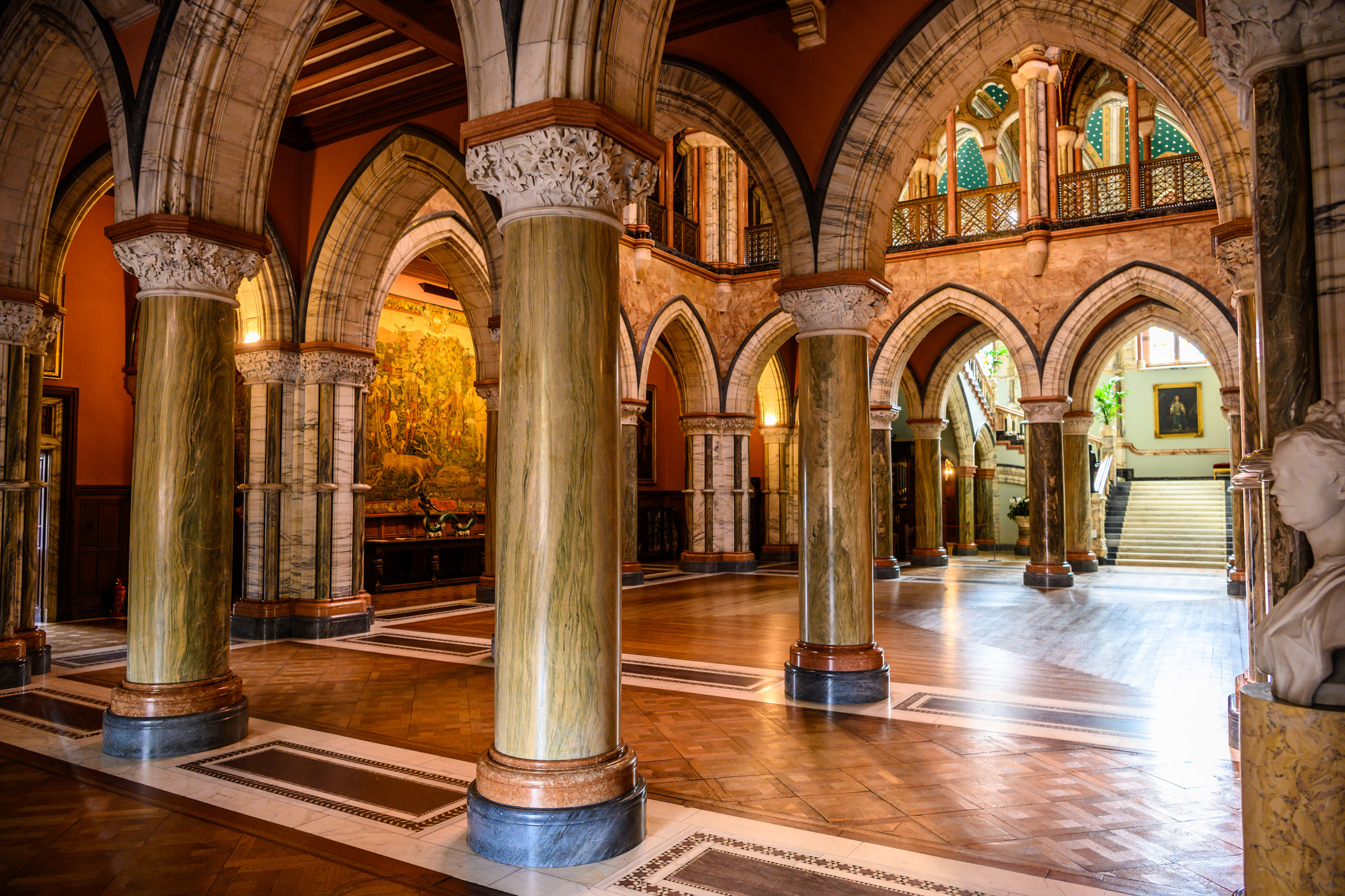 Arches and gothic features feature in Marble Hall at Mount Stuart