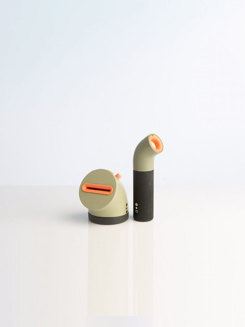 Snoot detector and receipt printer in green and orange