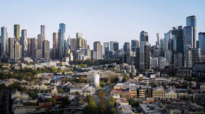 Aerial of Melbourne featuring 550 Spencer by Kennon