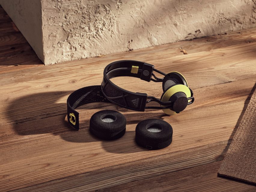 Yellow and black Adidas headphones