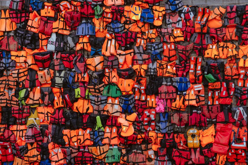 Multi-coloured life jackets