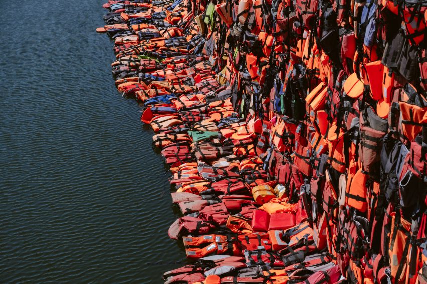Life Jackets Ai Weiwei in Quebec City moat