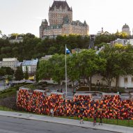 Ai Weiwei covers historic Quebec City rampart in refugee life jackets