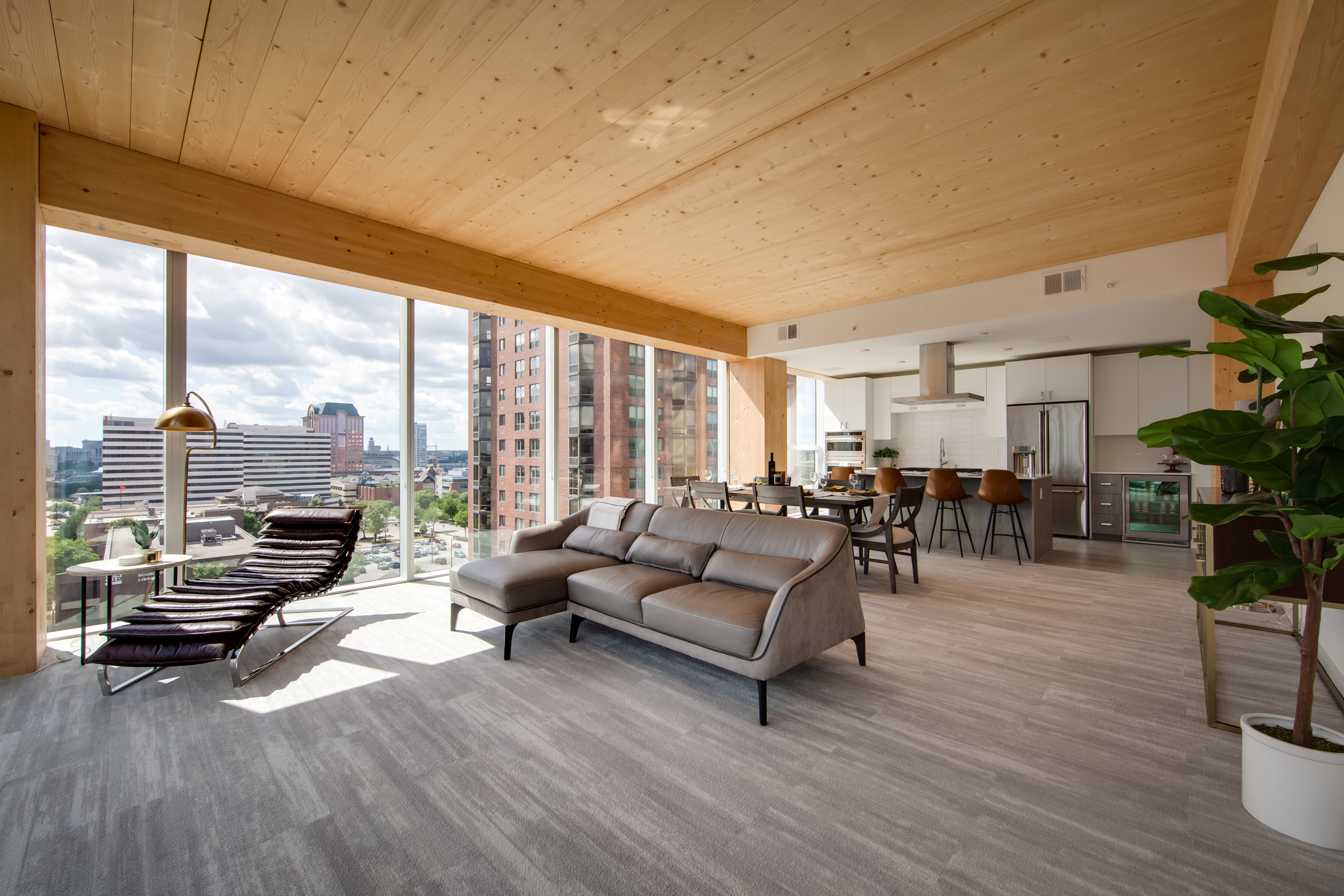 Apartment in Ascent tower with wooden ceiling