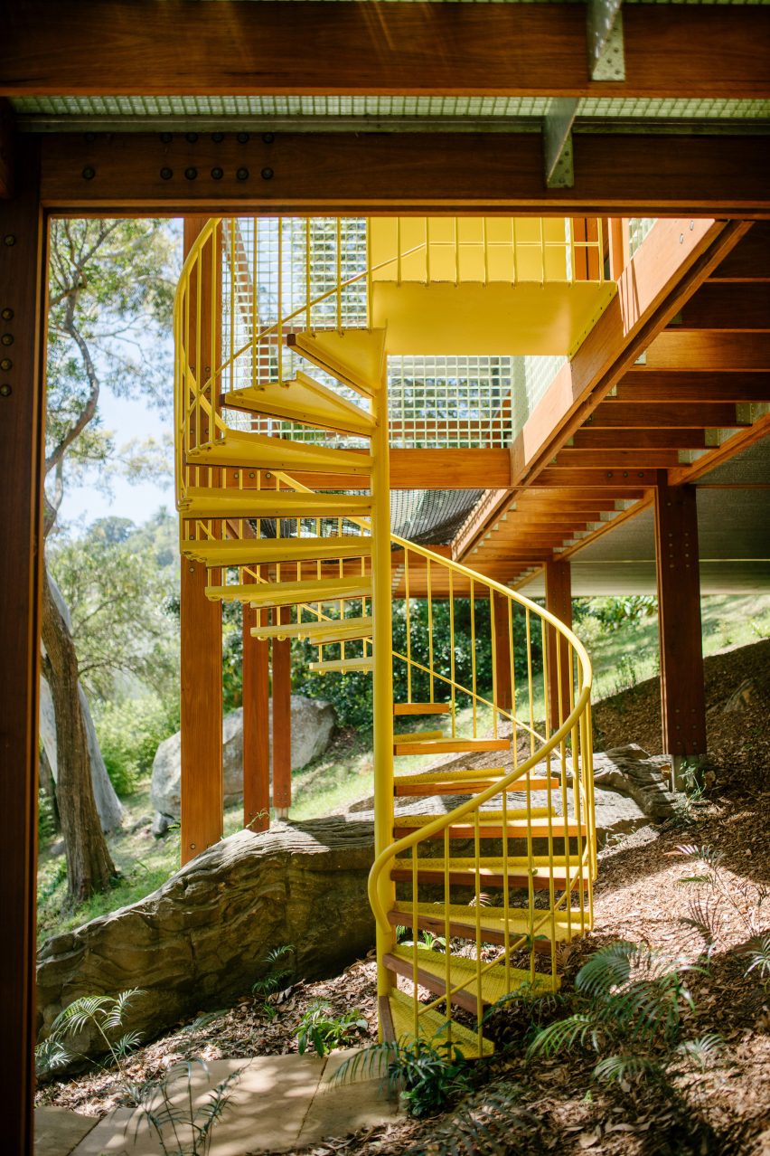 Yellow spiral staircase 