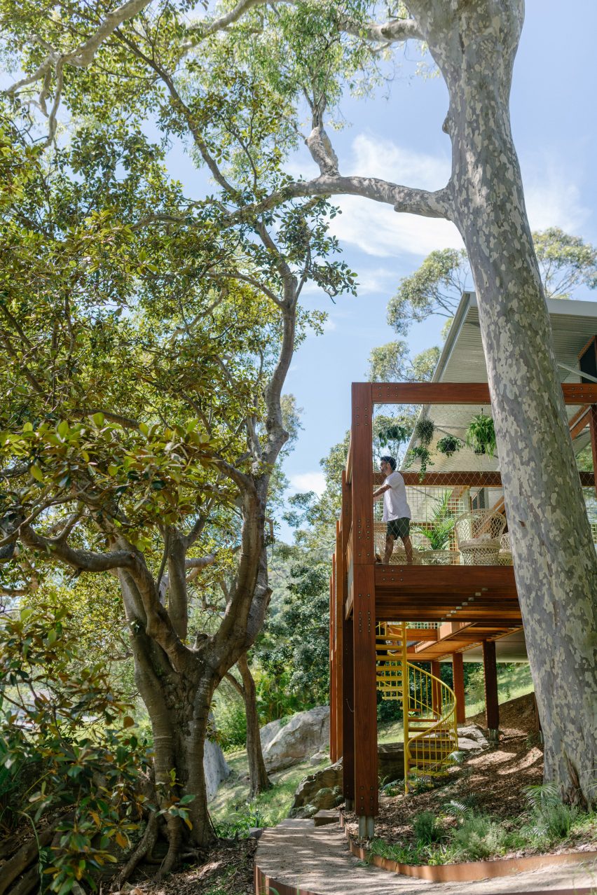 Timber-framed house in Australian bushland