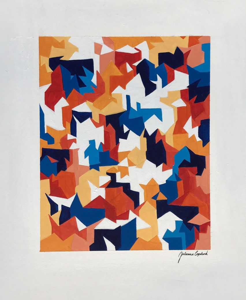 Colourful abstract print by a student at California Baptist University