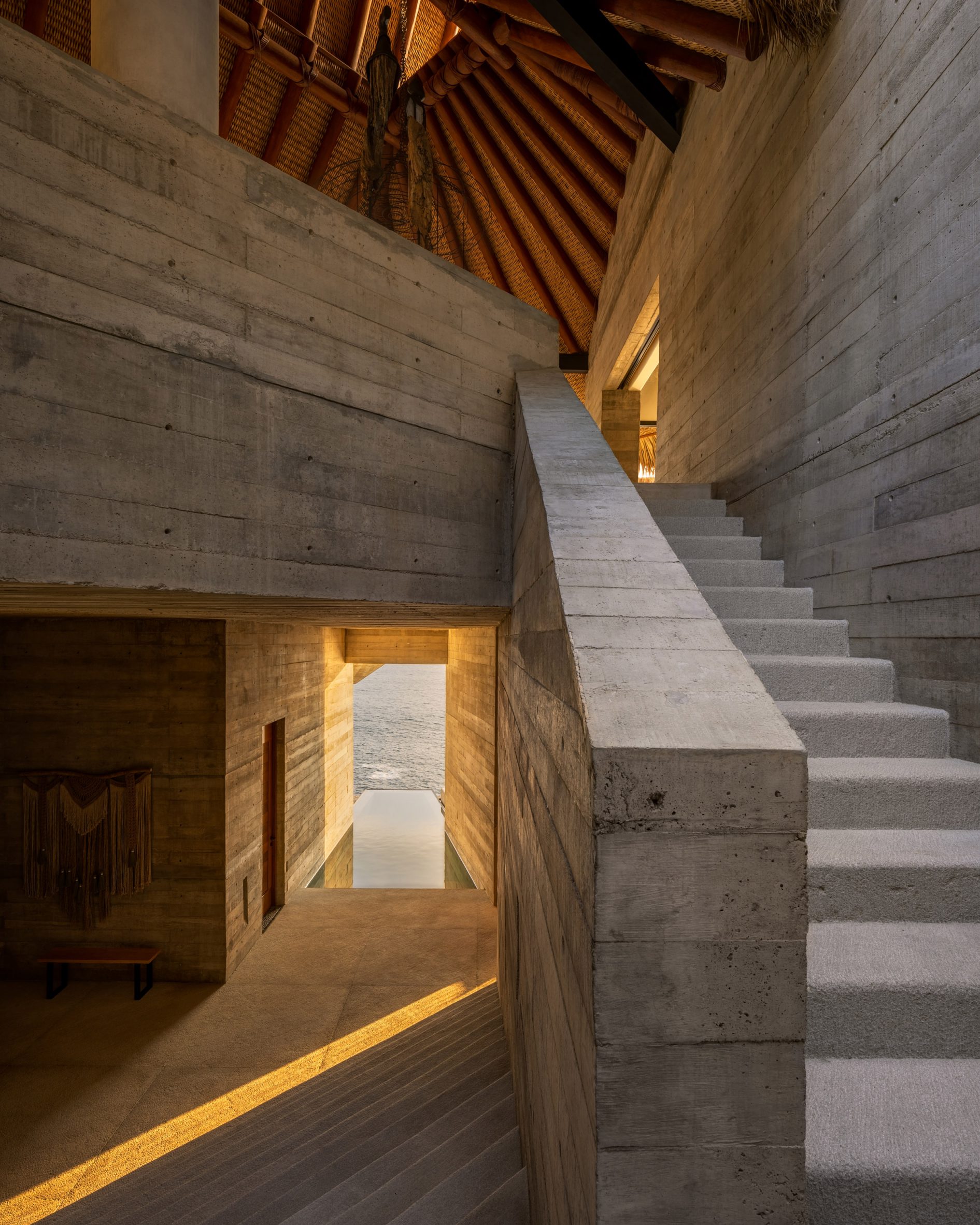 Board-formed concrete stairwell
