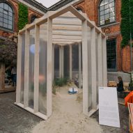 Greenhouse-like pavilion encloses Danish sand and plants to create "dynamic ecosystem"