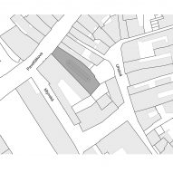 Site plan of building within centre of Olomouc