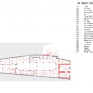 First floor plan with key for rooms and amenities