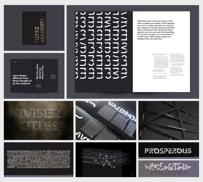 Collage of images of Invisible Cities publication by a Design Institute of Australia student