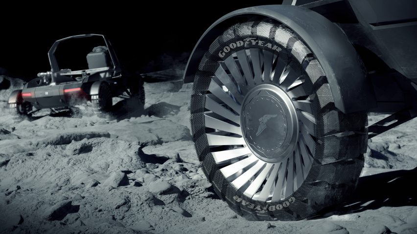 Rendering of Goodyear airless tyre concept for lunar vehicle