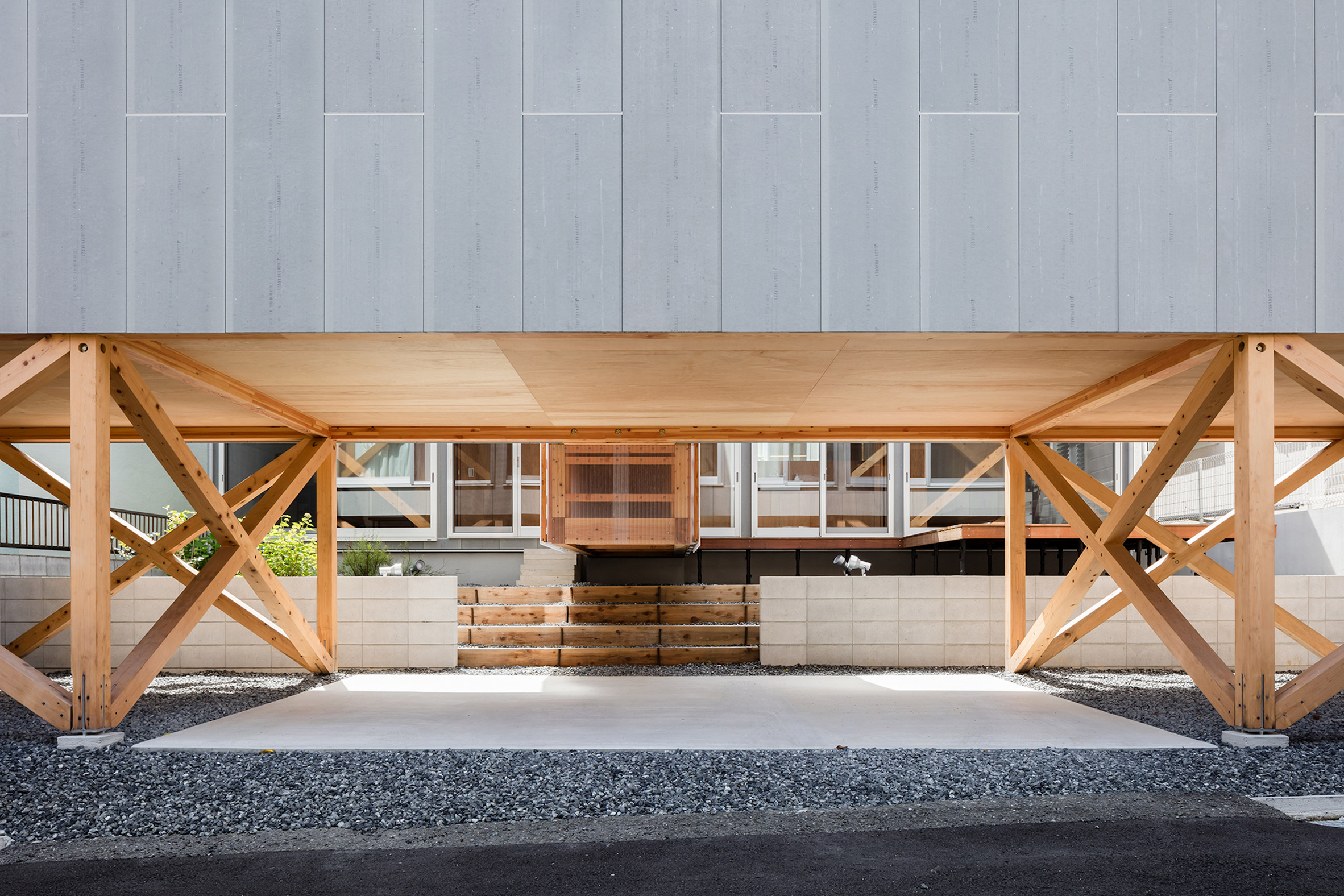 Space under elevated house by KKAA YTAA in Japan