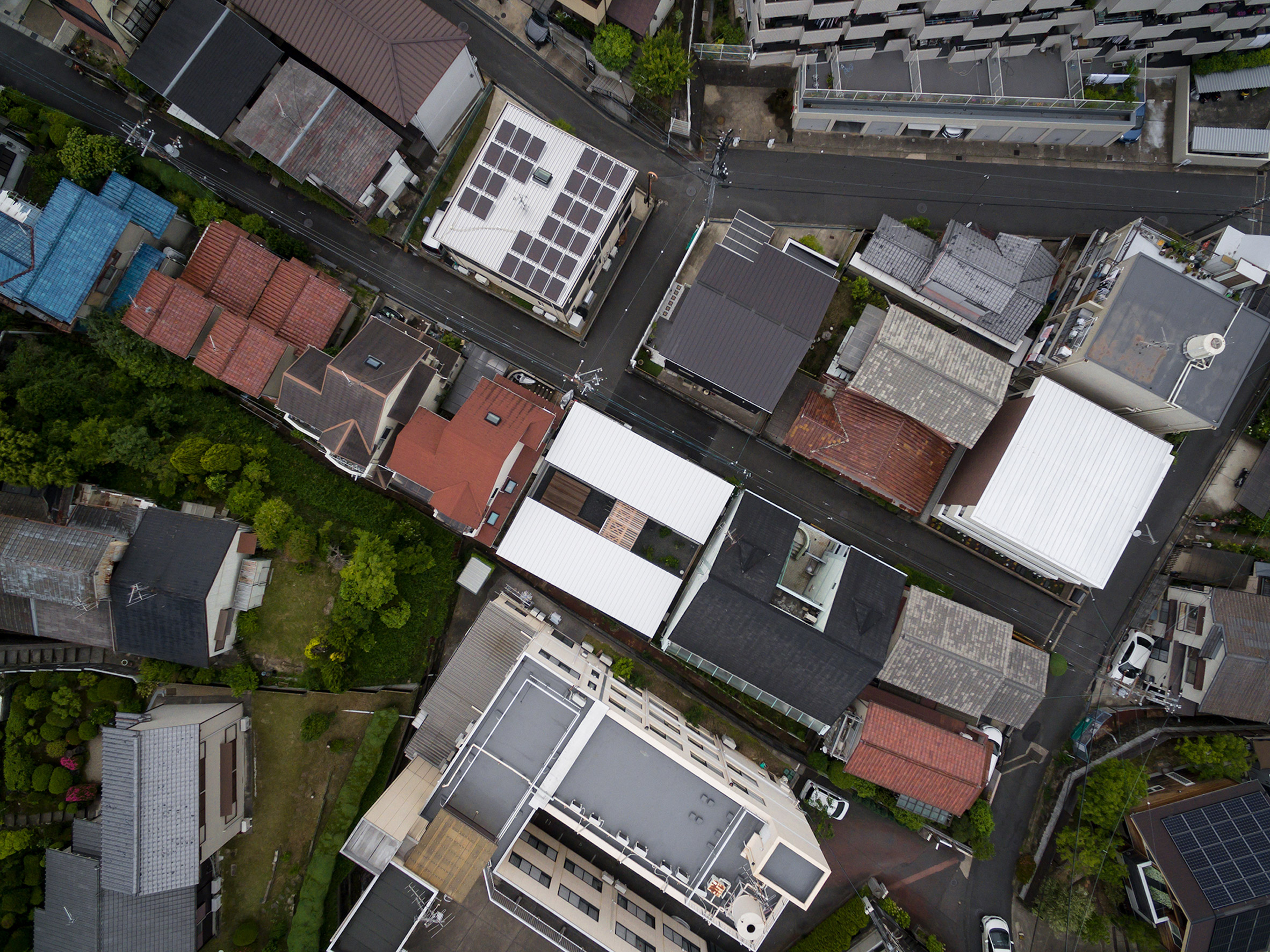 Aerial view of houses in Nara City