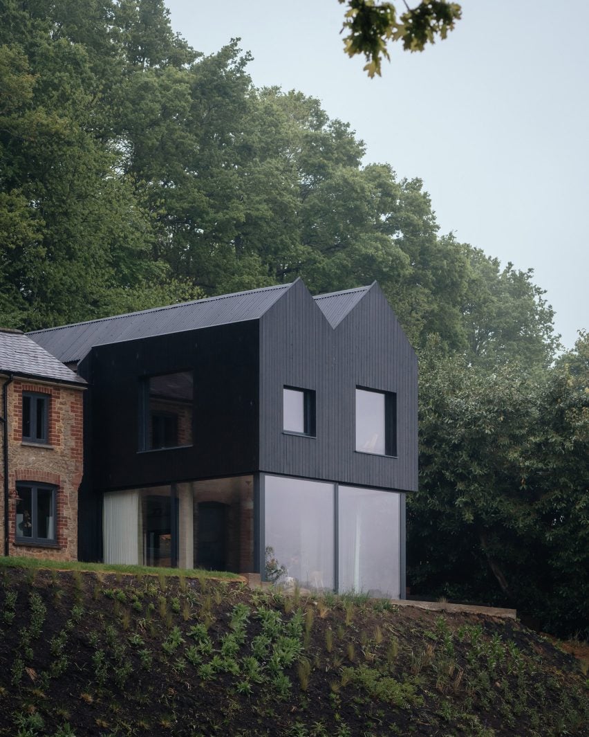 Black-painted timber house extension