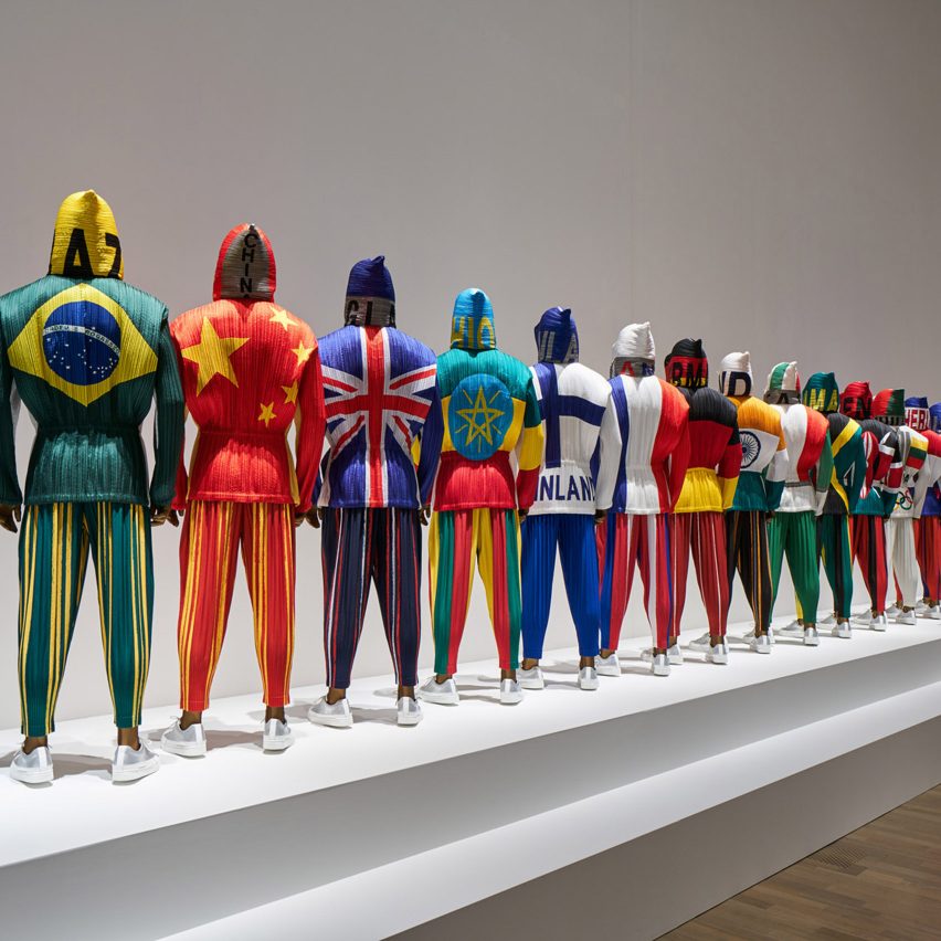 Image of Issey Miyake national flag uniforms from 1992
