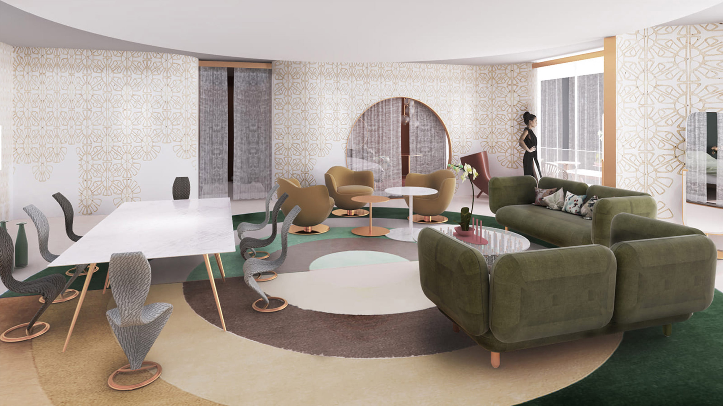 Interior render of a living space by student at Istituto Marangoni